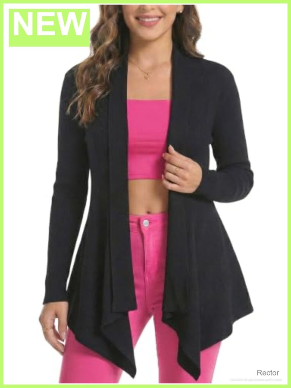 Women's Open Front Draped Ribbed Knit Cardigan Sweater Long Sleeve
